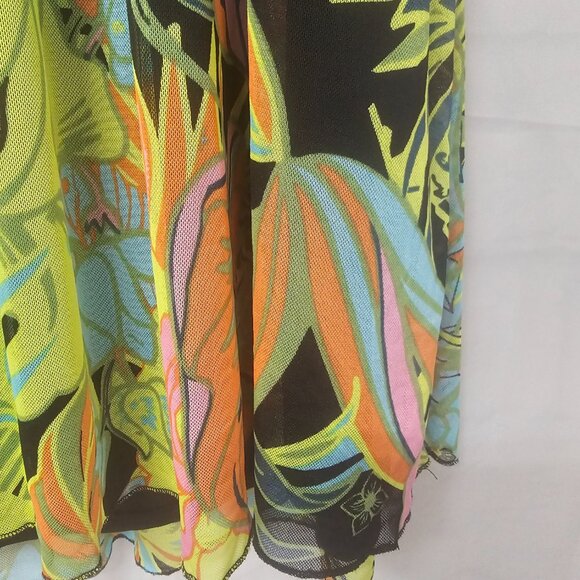 Est. 1946 Skirt Mesh Floral Retro Boho Green Black 18/20W - Picture 2 of 8